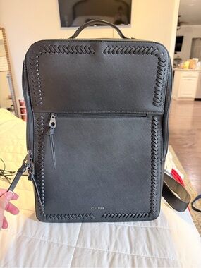 Calpak Black laptop Backpack with Braided-Edge Detail